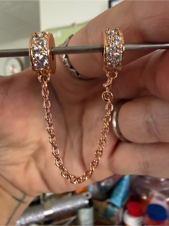 Pandora Jewelry - Pandora Rose Gold Safety Chain with Clear Crystal Pavé #786322CZ